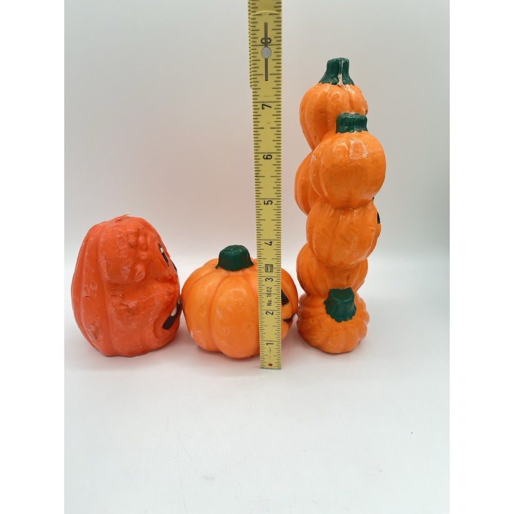 Vintage Halloween Jack O Lantern Pumpkin Candles Lot of 3 Holiday Decor - Picture 5 of 12